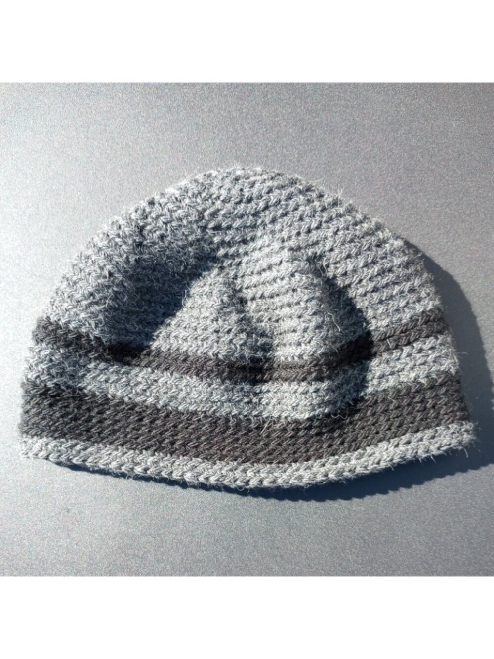 Men's Beanie Alpaca Hat Handmade Wool Cap Crochet Slouch Hiking Skiing Gray - Picture 8 of 12